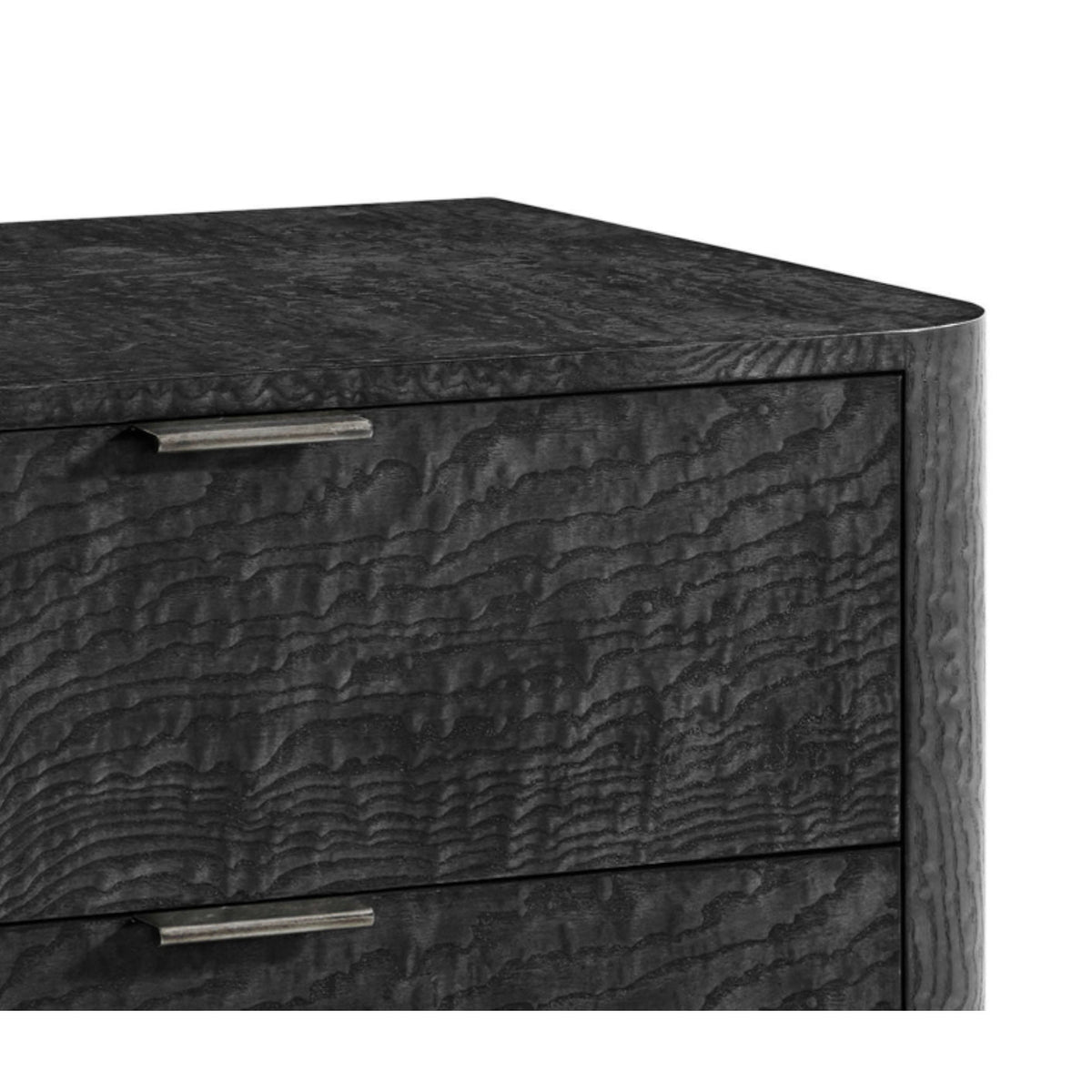 Black Art Deco 3 Drawer Nightstand - English Georgian America