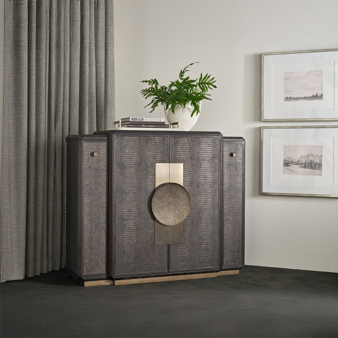 Black Art Deco Bar Cabinet - English Georgian America