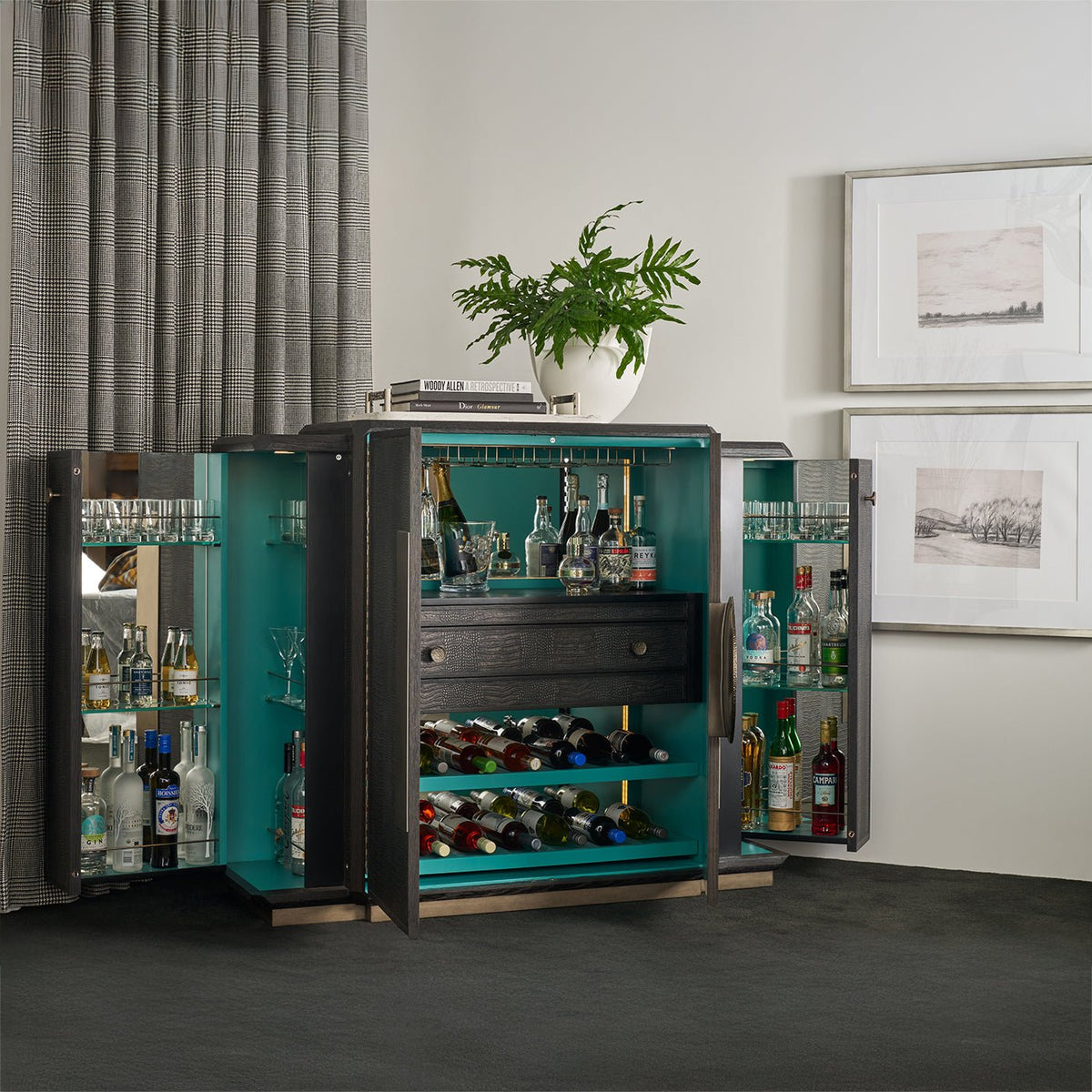 Black Art Deco Bar Cabinet - English Georgian America