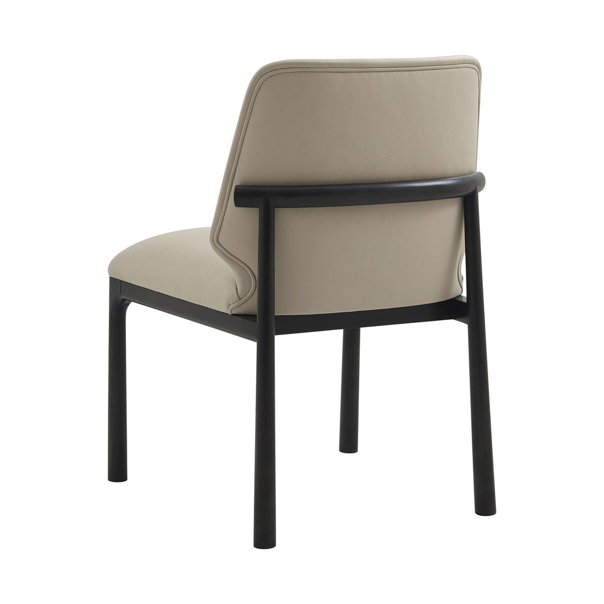 Black Art Deco Dining Side Chair - Leather - English Georgian America