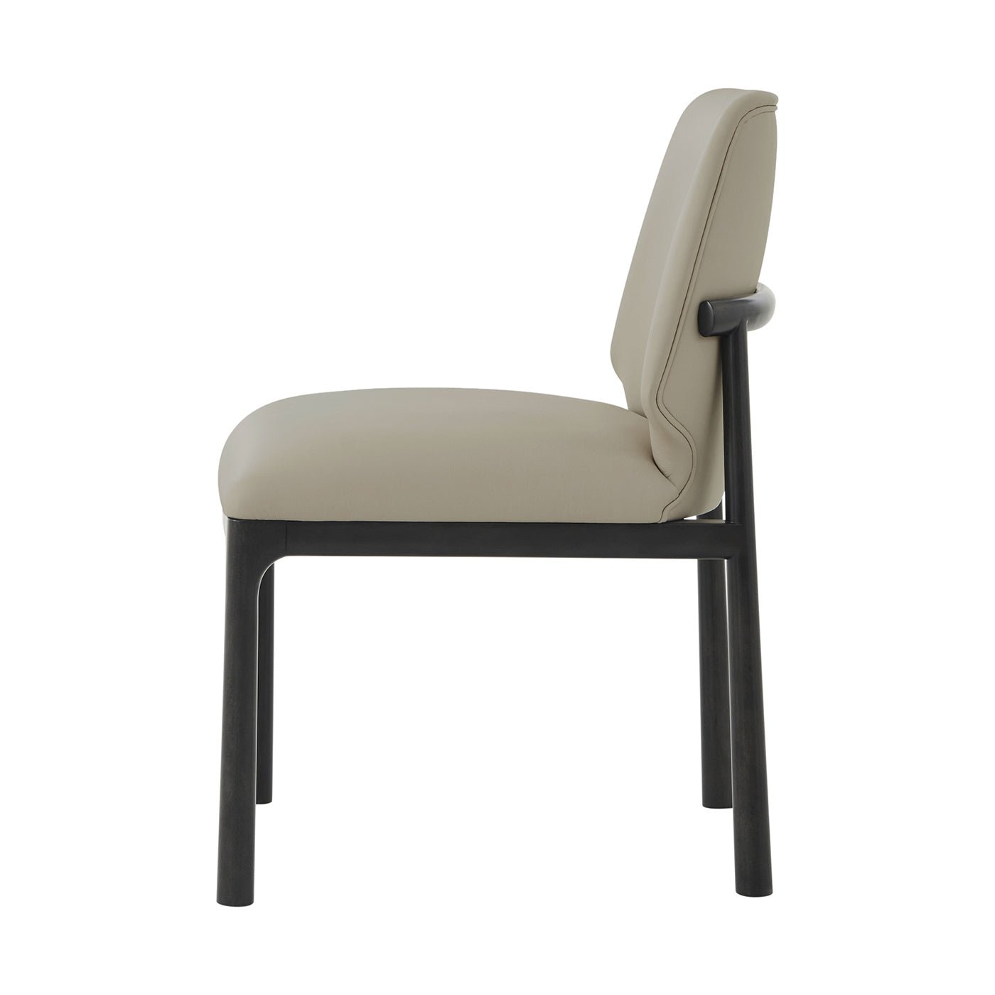 Black Art Deco Dining Side Chair - Leather - English Georgian America