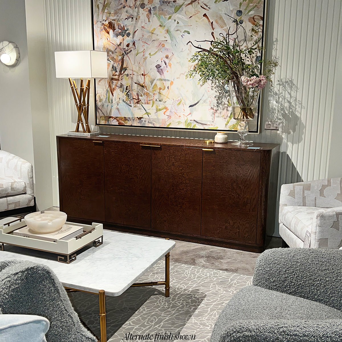 Black Burl Art Deco Sideboard - English Georgian America