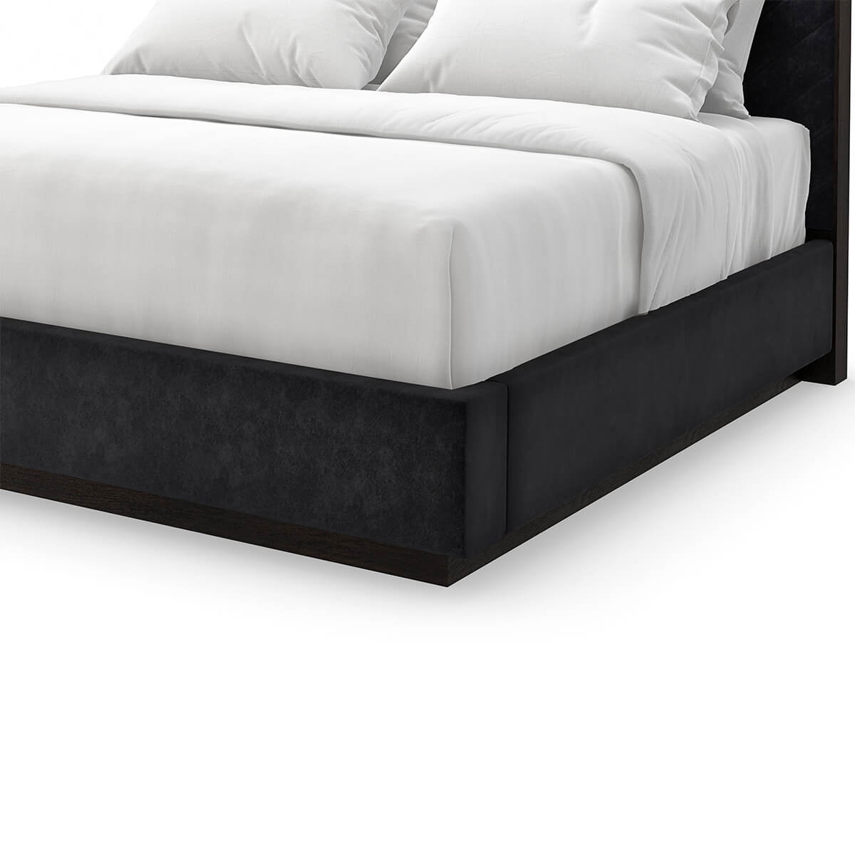 Black Chevron Tufted Upholstered King Bed - English Georgian America