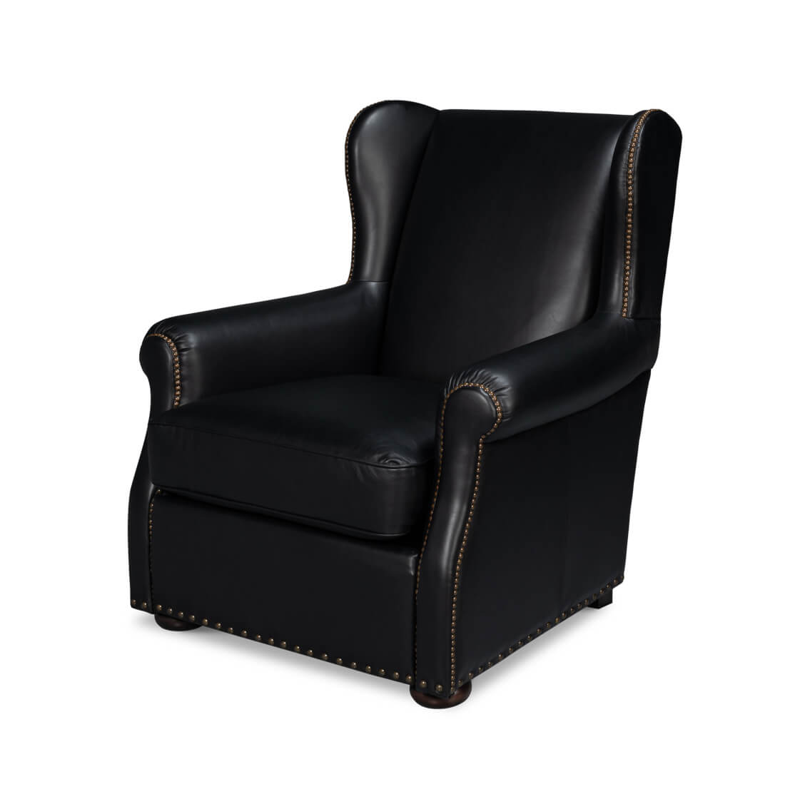 Black Classic Leather Armchair - English Georgian America