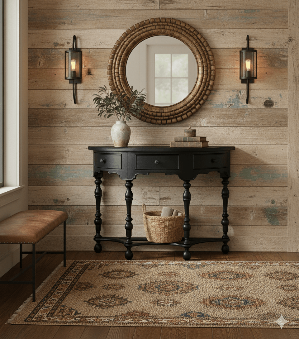 Black Demilune Console Table with Drawers - English Georgian America