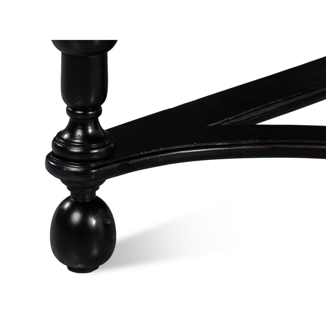 Black Demilune Console Table with Drawers - English Georgian America