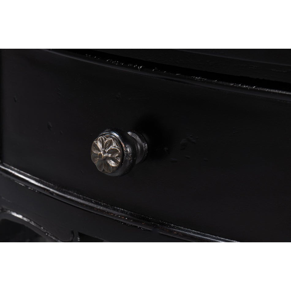 Black Demilune Console Table with Drawers - English Georgian America