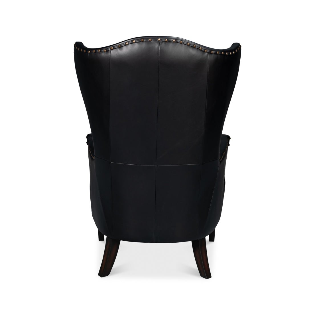 Black High Back Leather Wing Chair - English Georgian America