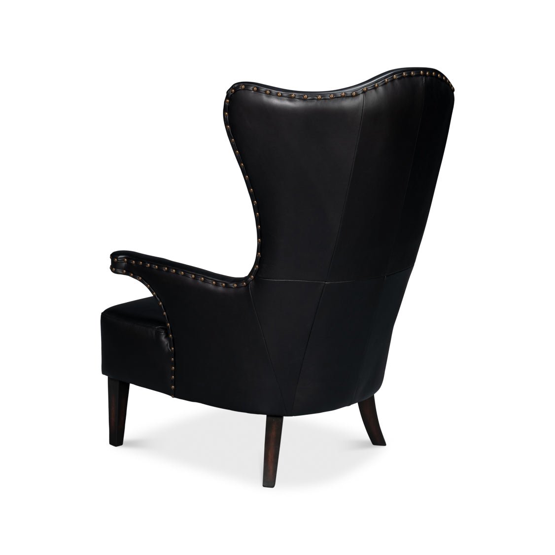 Black High Back Leather Wing Chair - English Georgian America