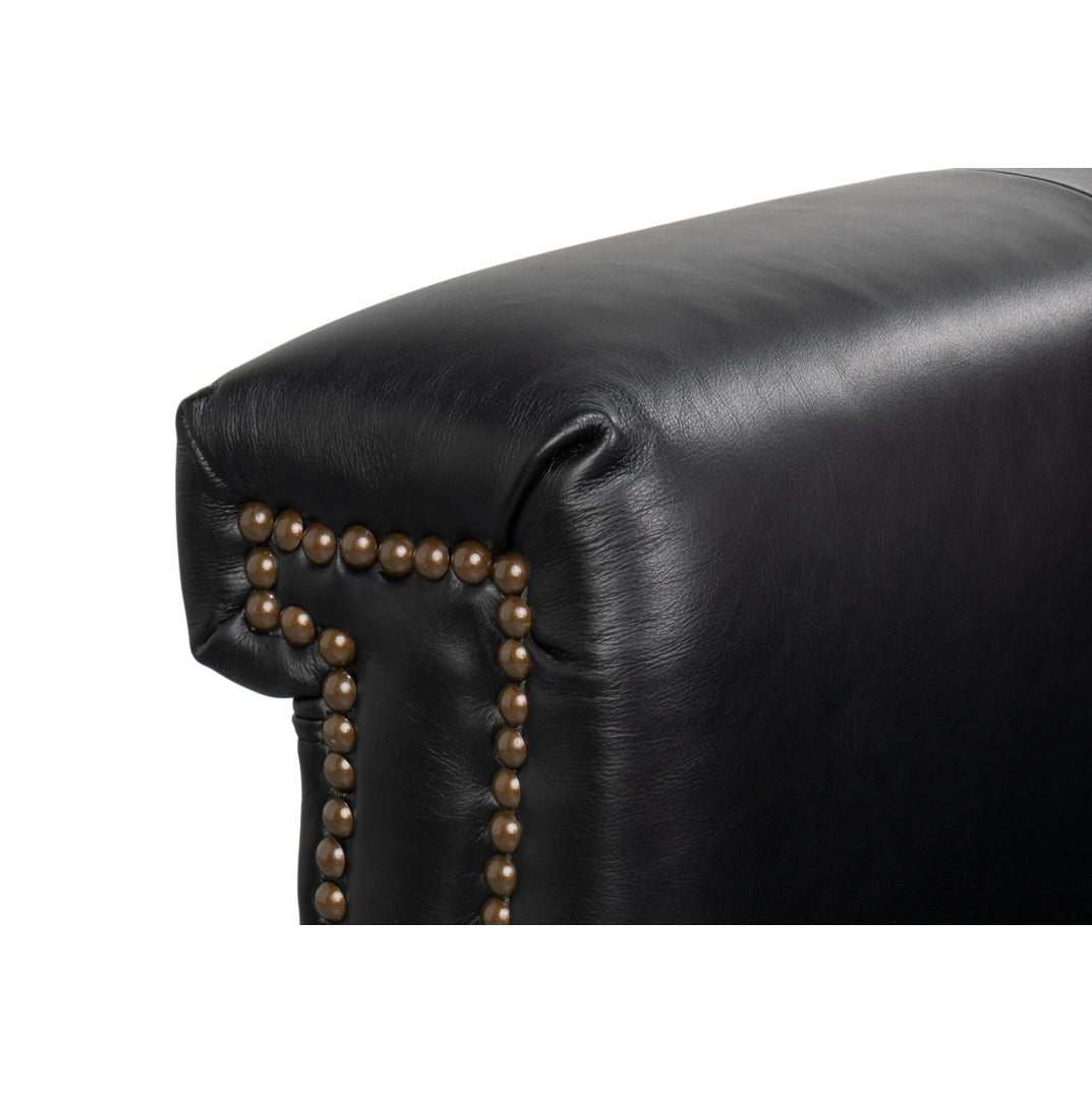 Black Leather Accent Chair - English Georgian America