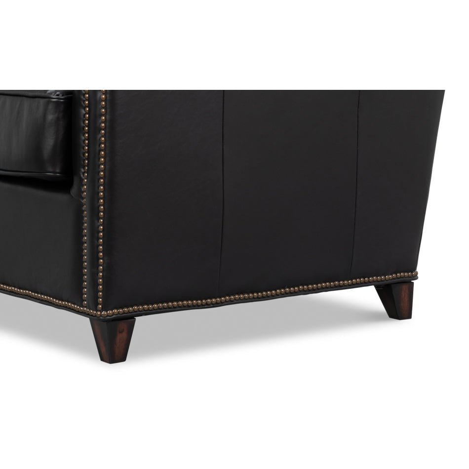 Black Leather Accent Chair - English Georgian America