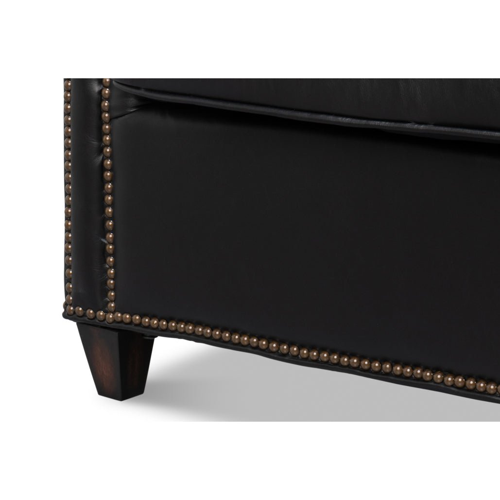 Black Leather Accent Chair - English Georgian America