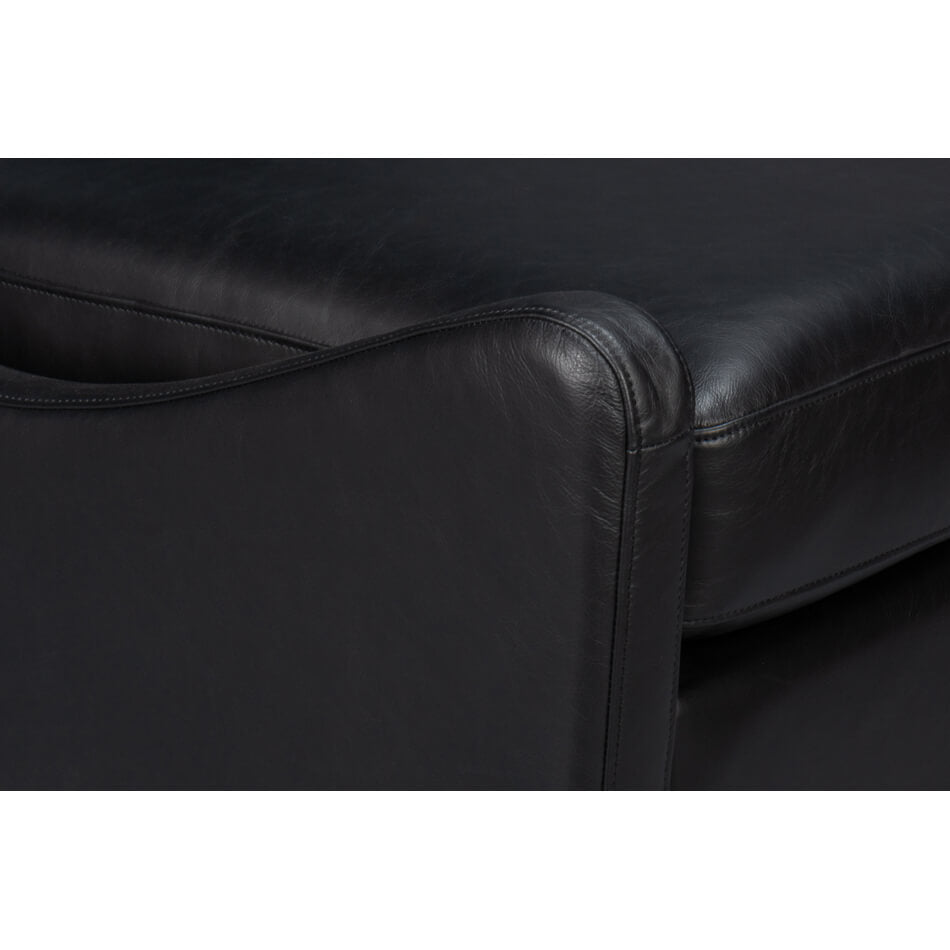 Black Leather Accent Chair - English Georgian America
