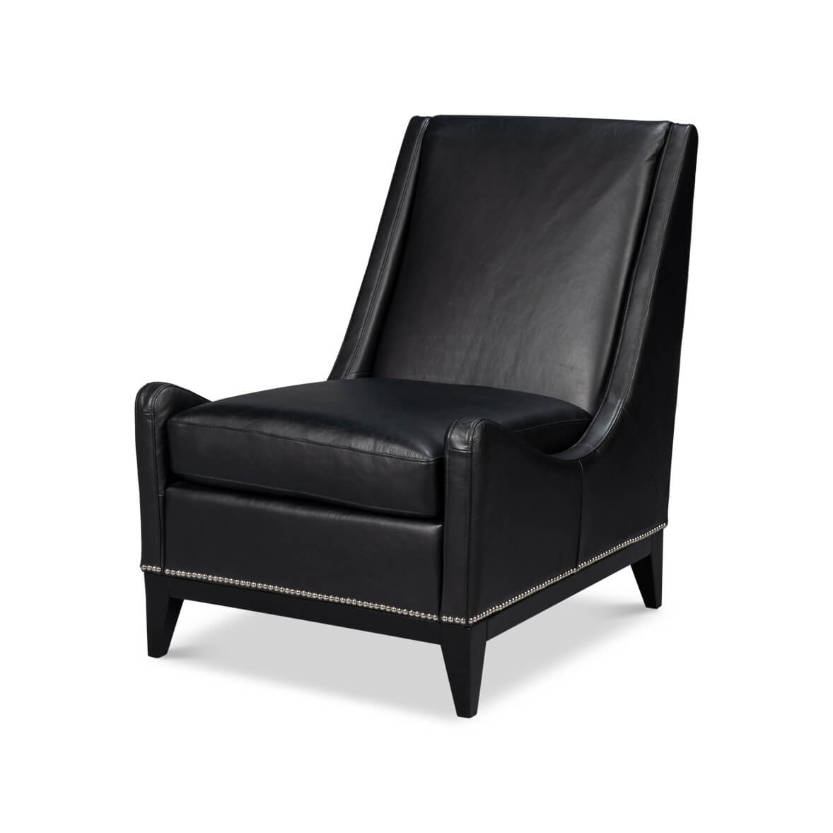 Black Leather Accent Chair - English Georgian America
