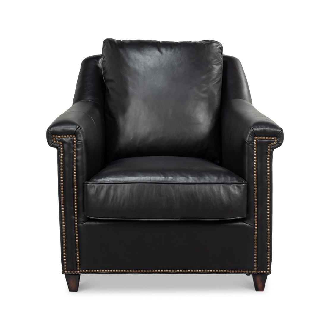 Black Leather Accent Chair - English Georgian America