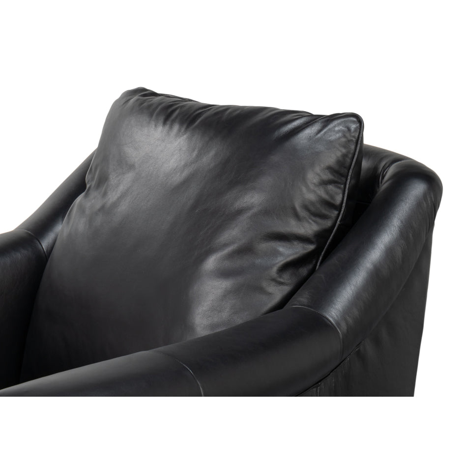 Black Leather Accent Chair - English Georgian America