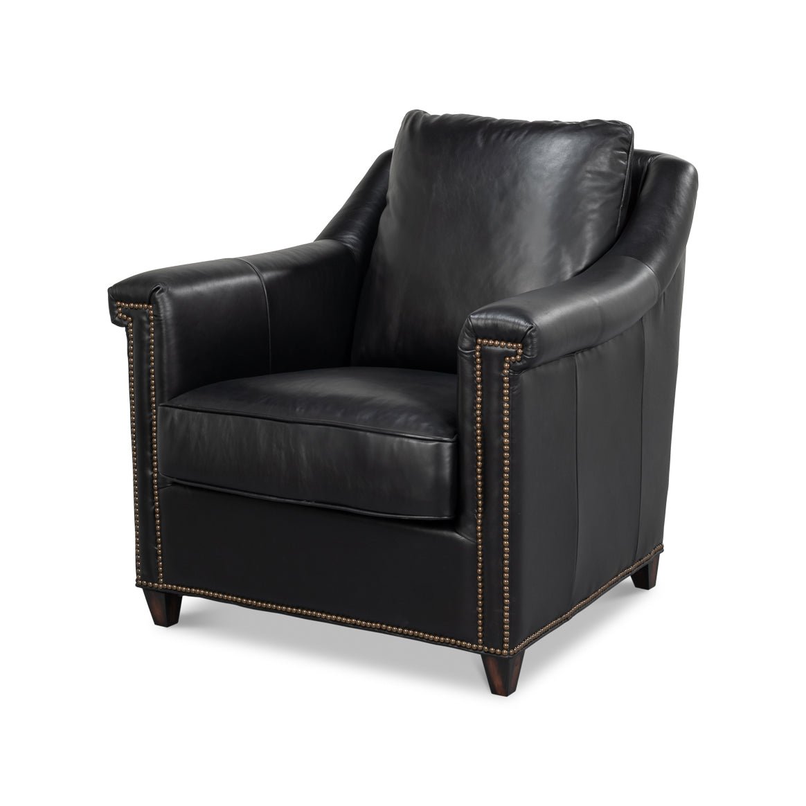 Black Leather Accent Chair - English Georgian America