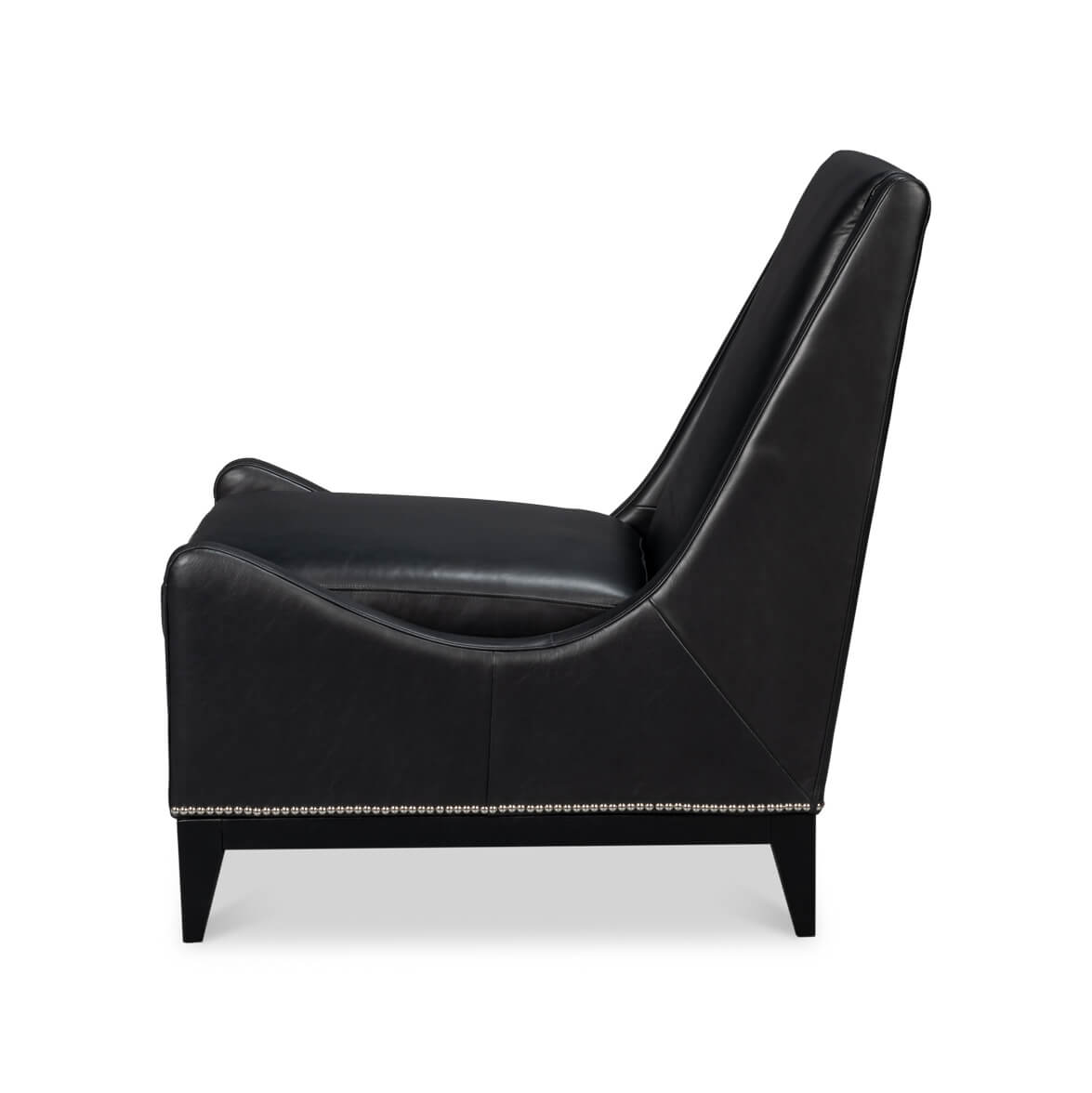 Black Leather Accent Chair - English Georgian America