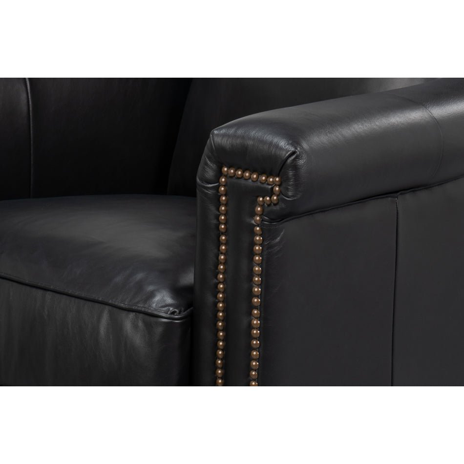 Black Leather Accent Chair - English Georgian America