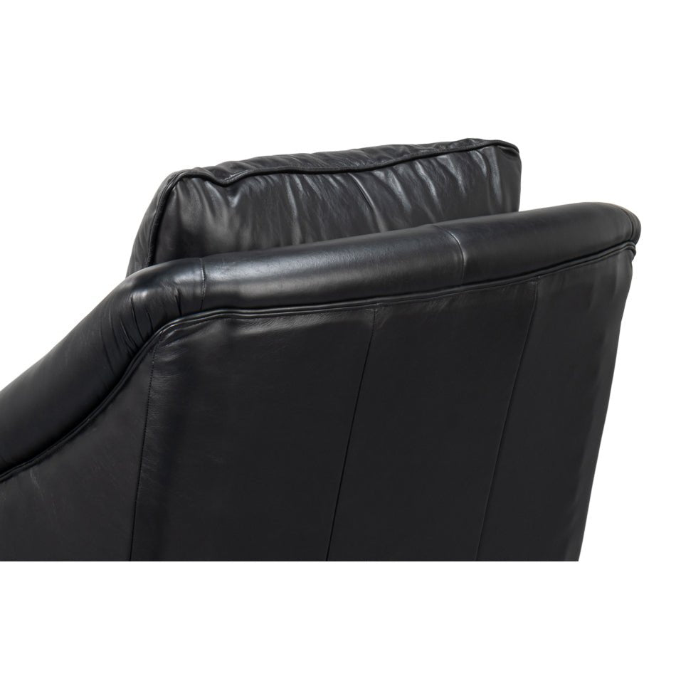 Black Leather Accent Chair - English Georgian America