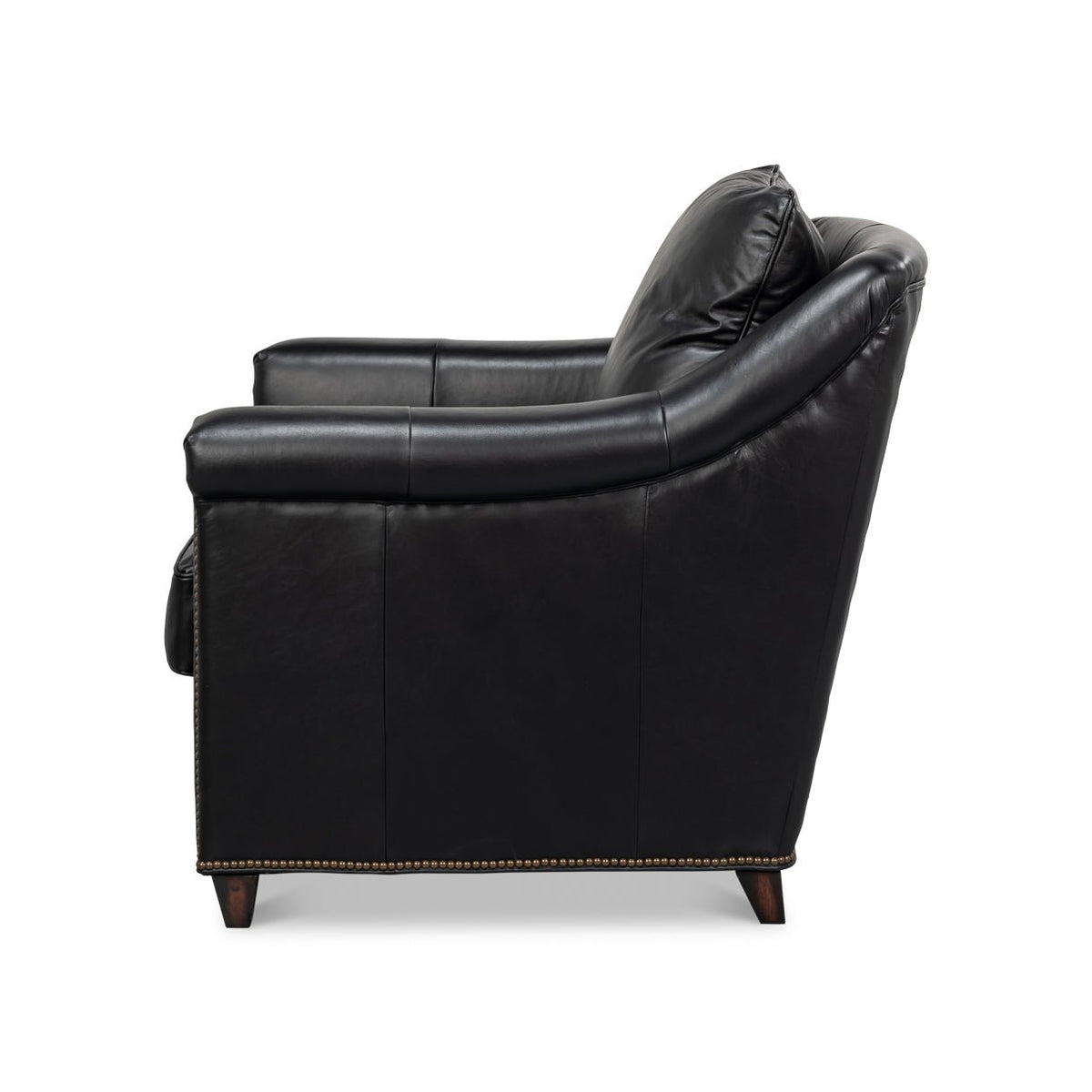 Black Leather Accent Chair - English Georgian America