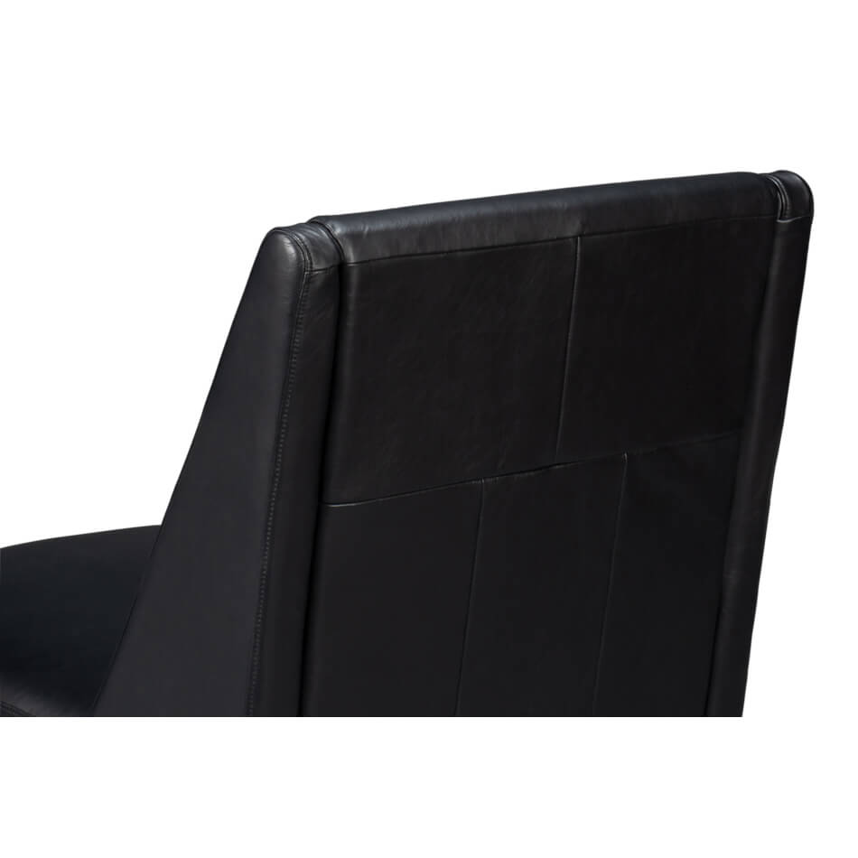 Black Leather Accent Chair - English Georgian America