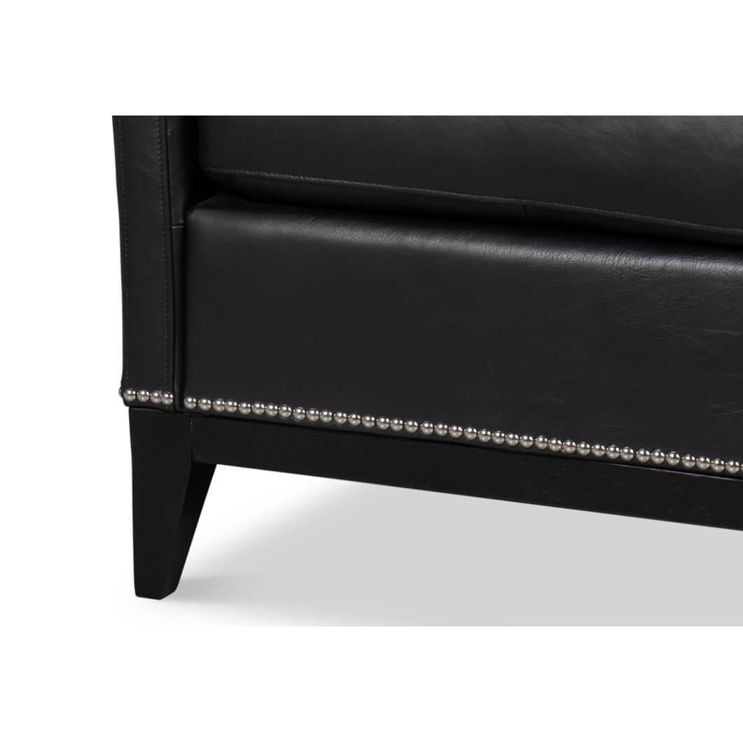 Black Leather Accent Chair - English Georgian America
