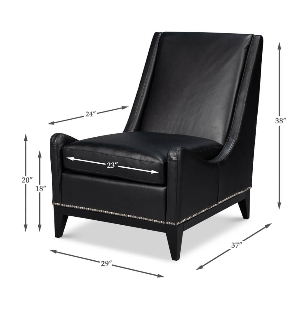 Black Leather Accent Chair - English Georgian America