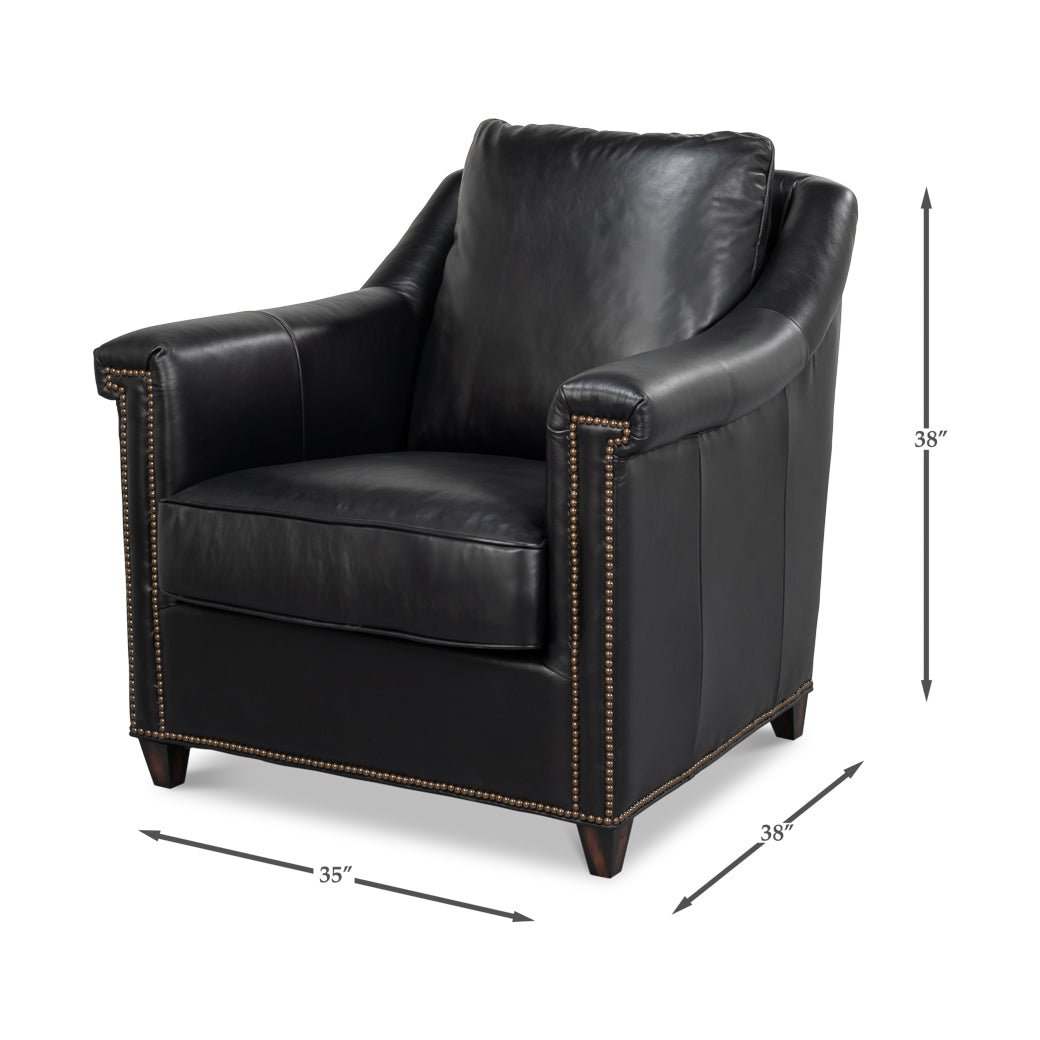 Black Leather Accent Chair - English Georgian America