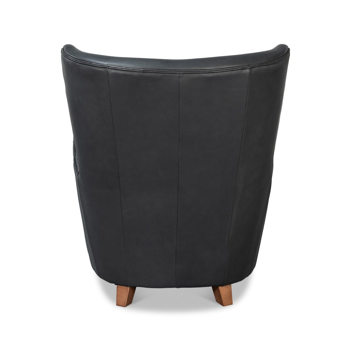 Black Leather Modern Wing Chair - English Georgian America