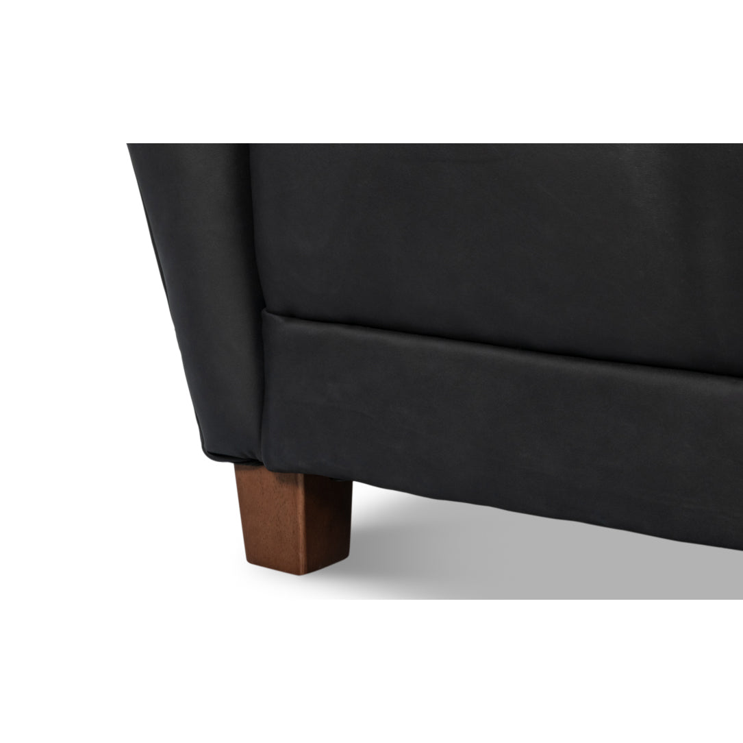 Black Leather Modern Wing Chair - English Georgian America