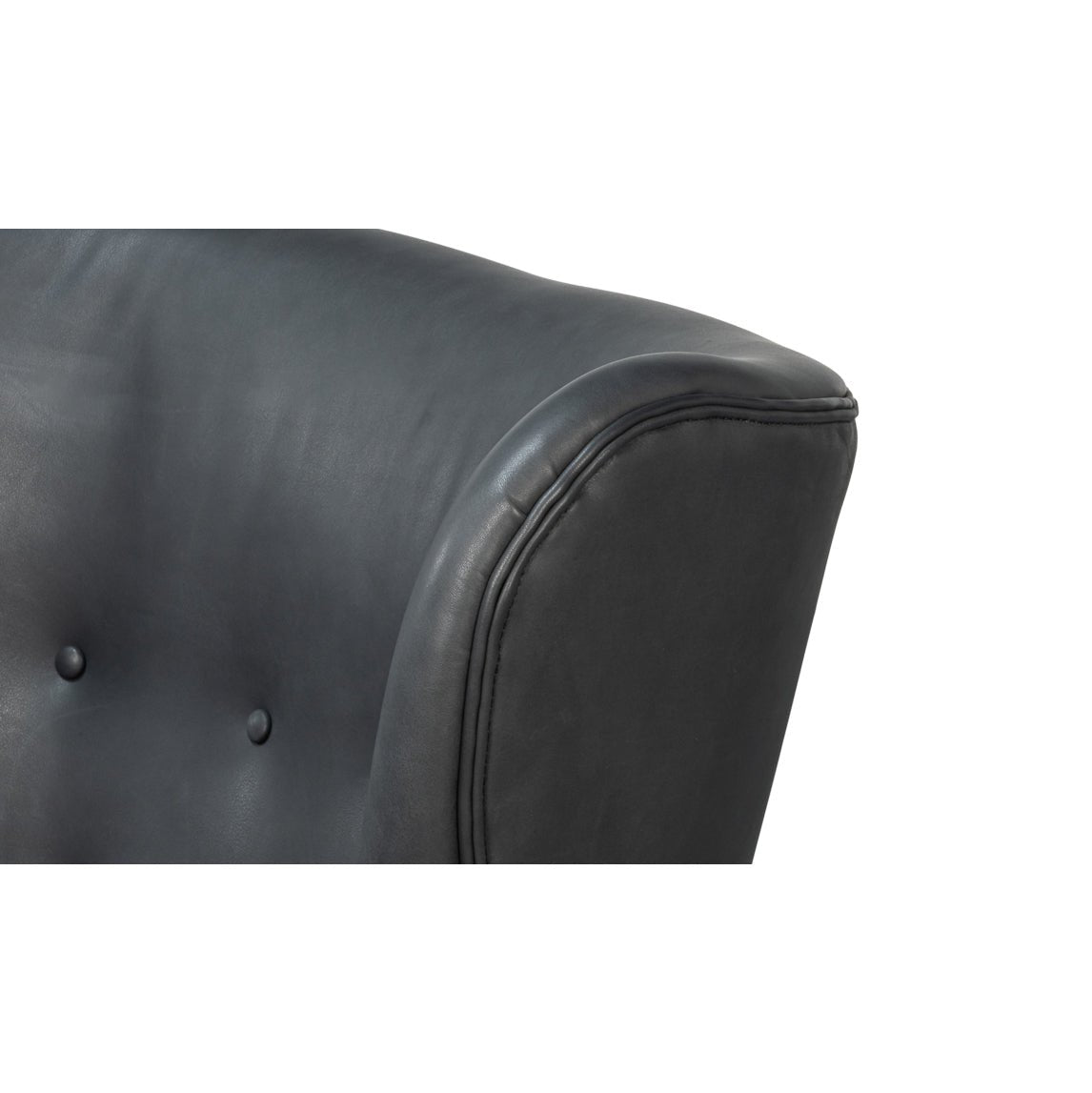 Black Leather Modern Wing Chair - English Georgian America