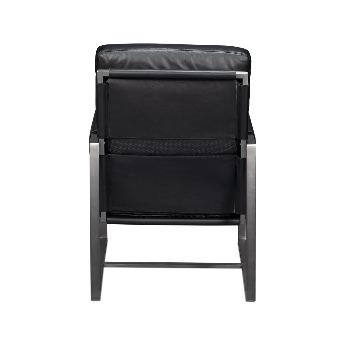 Black Leather Sling Accent Chair - English Georgian America