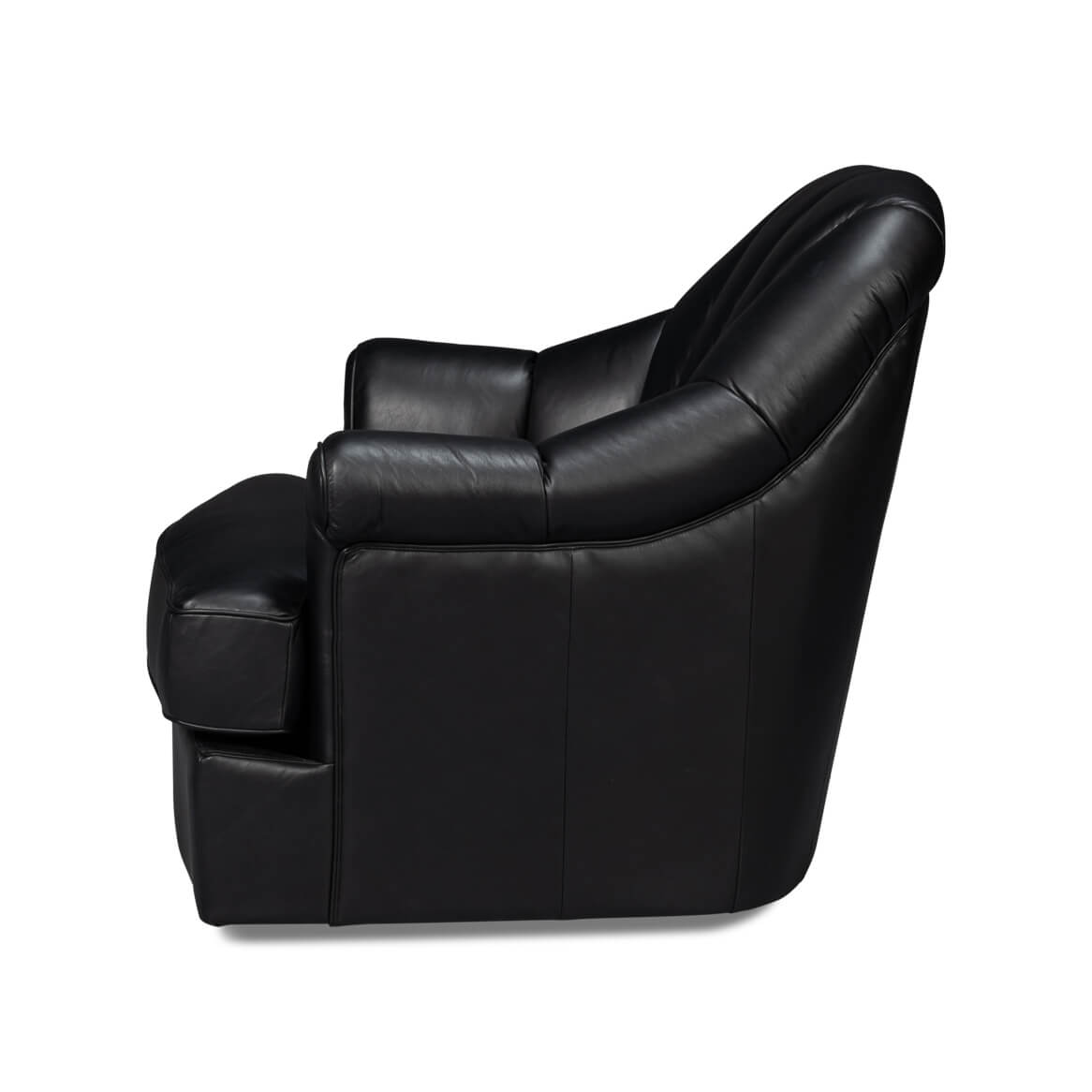 Black Leather Swivel Chair - English Georgian America