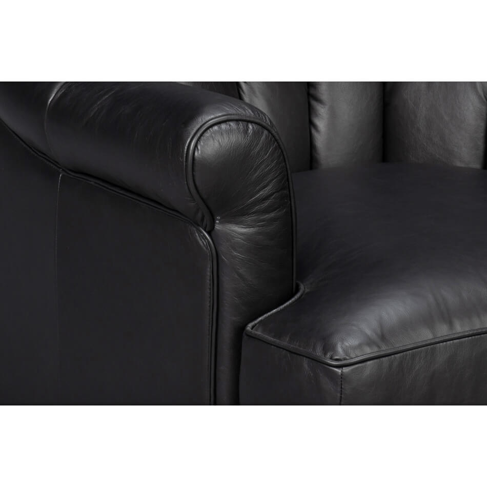 Black Leather Swivel Chair - English Georgian America