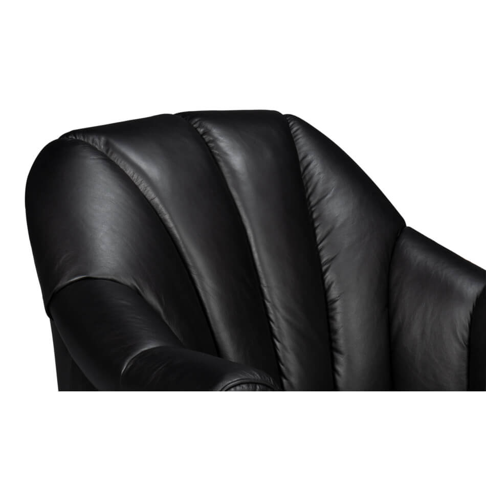 Black Leather Swivel Chair - English Georgian America