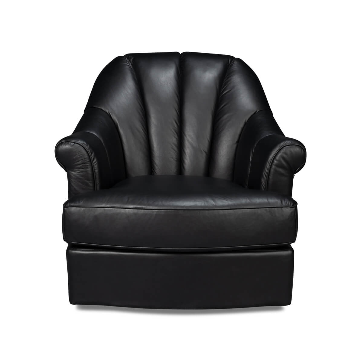 Black Leather Swivel Chair - English Georgian America