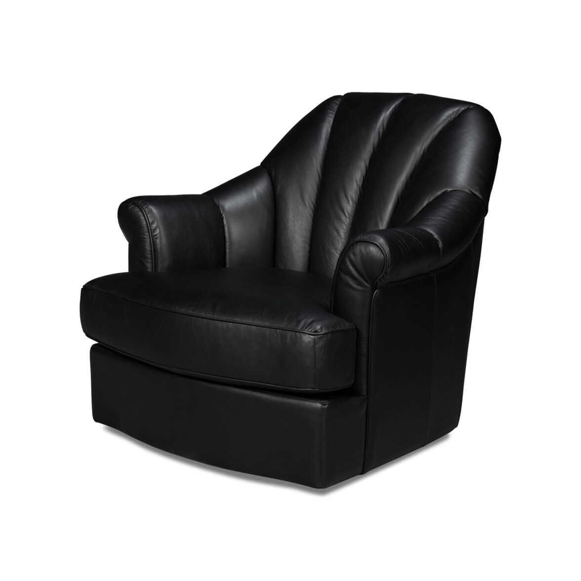 Black Leather Swivel Chair - English Georgian America