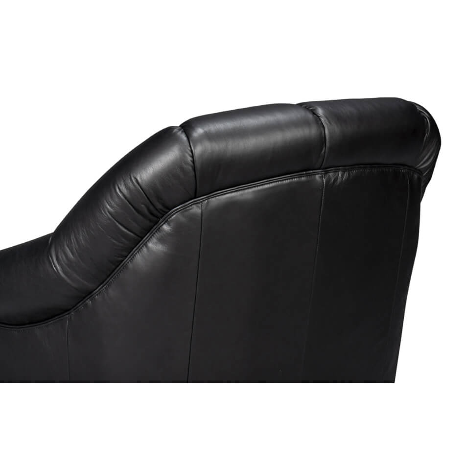 Black Leather Swivel Chair - English Georgian America
