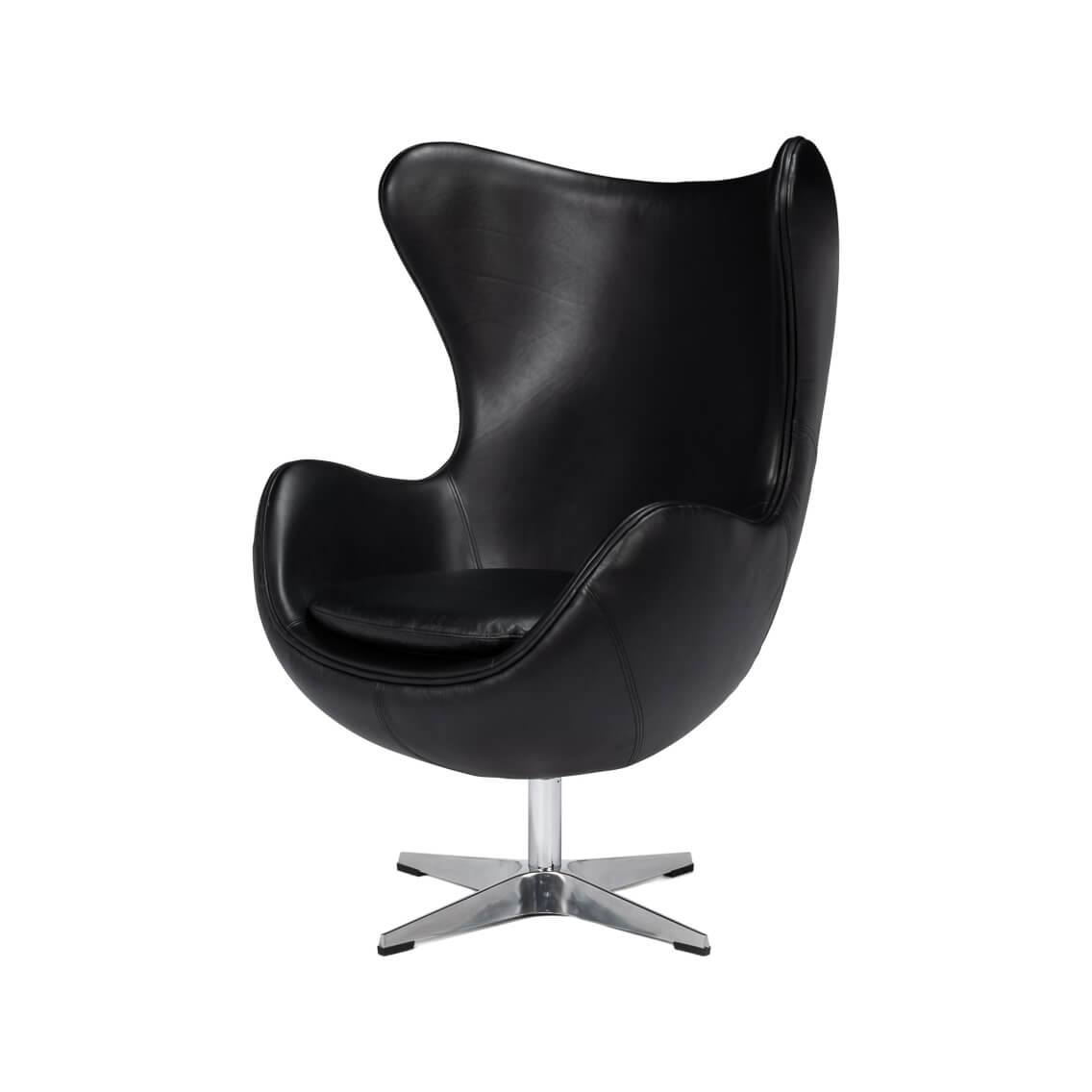 Black Leather Swivel Egg Chair - English Georgian America