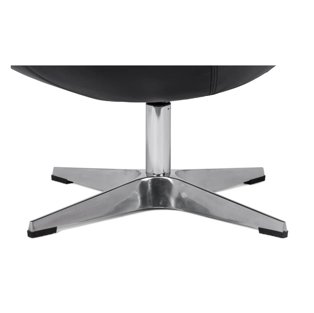 Black Leather Swivel Egg Chair - English Georgian America