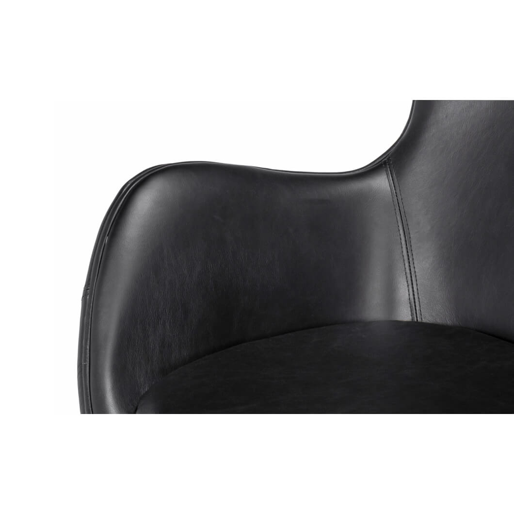 Black Leather Swivel Egg Chair - English Georgian America