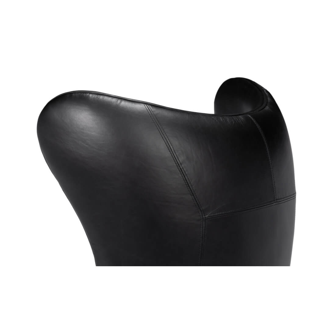 Black Leather Swivel Egg Chair - English Georgian America