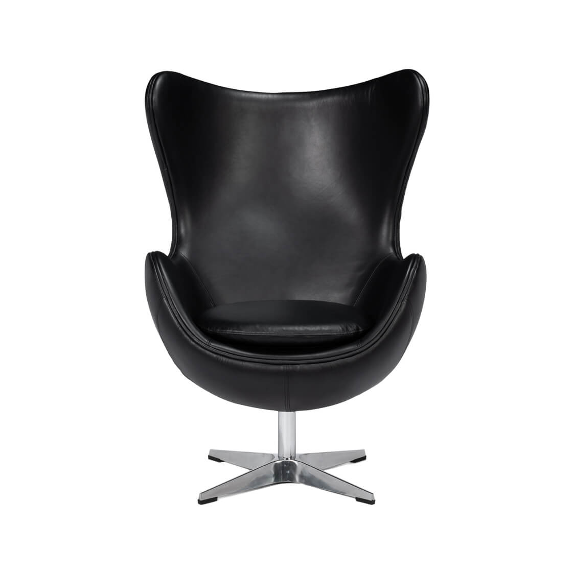 Black Leather Swivel Egg Chair - English Georgian America