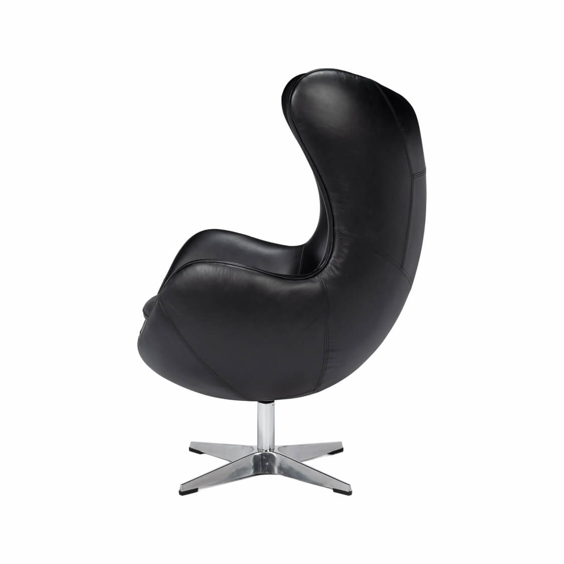 Black Leather Swivel Egg Chair - English Georgian America
