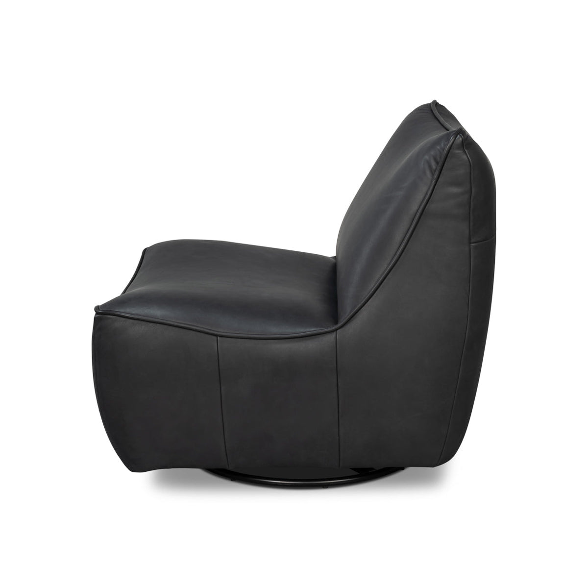 Black Leather Swivel Slipper Chair - English Georgian America