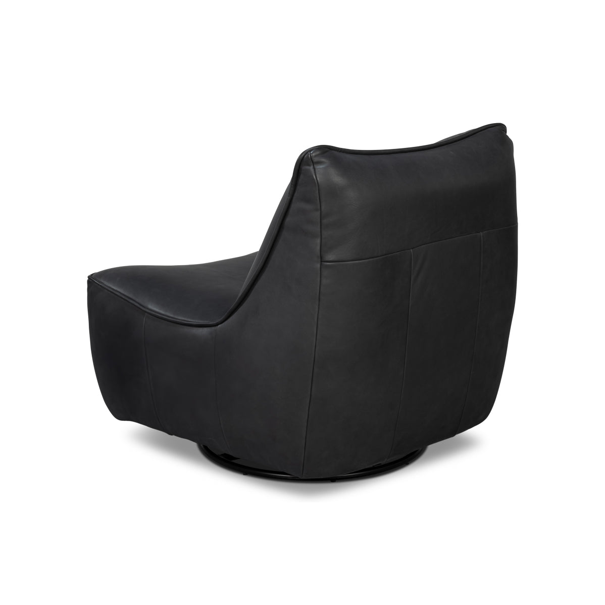 Black Leather Swivel Slipper Chair - English Georgian America