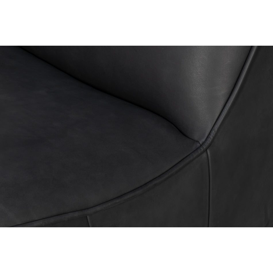 Black Leather Swivel Slipper Chair - English Georgian America