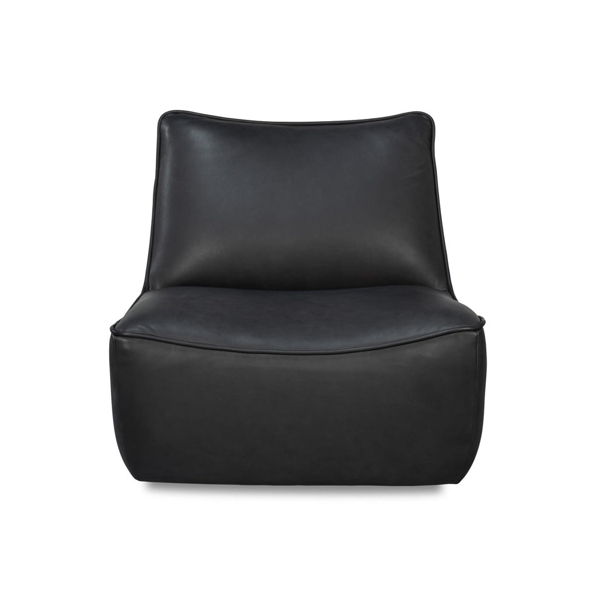 Black Leather Swivel Slipper Chair - English Georgian America