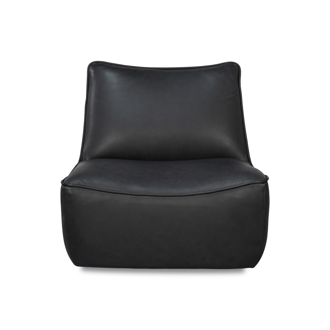 Black Leather Swivel Slipper Chair - English Georgian America